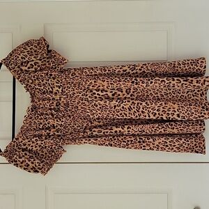 SHEIN Leopard Print Off-Shoulder Dress 1XL NWOT
